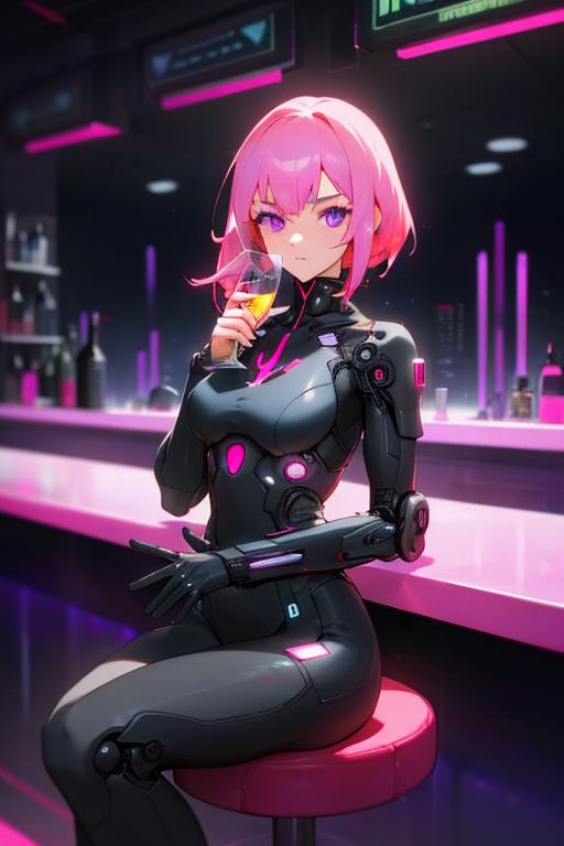 00215-984404888-Cyberpunk, 1girl, sitting in a futuristic bar, holding a glass, modified human, elegant suit, pink hair, purple eyes, looking in.png